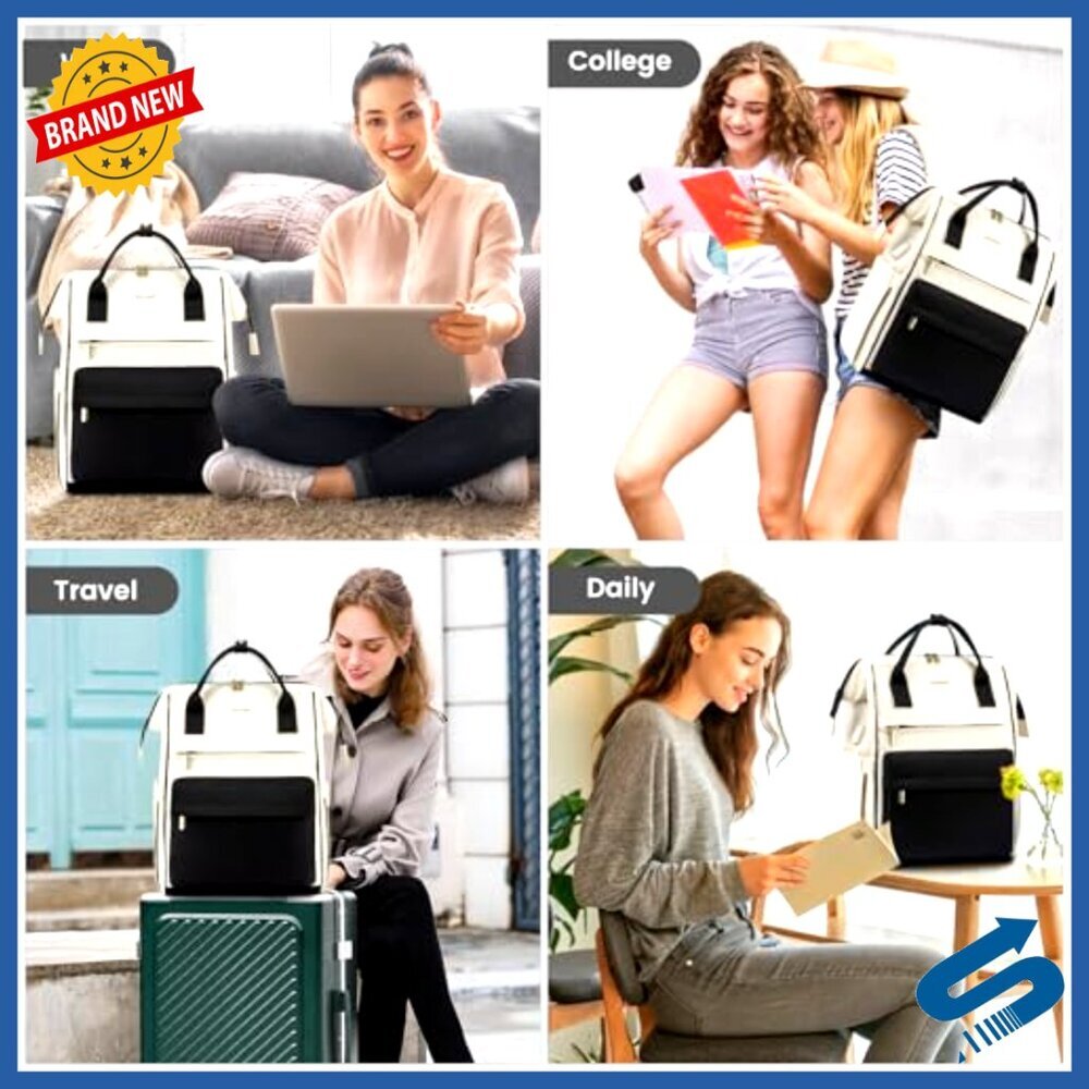 Large 17-Inch Laptop Backpack with USB Port, Waterproof Nylon Work Bag - Picture 6 of 6